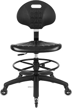 TAKE UR SEAT Cleanroom Ergonomic ESD Chair Stool, Tilt Lumbar & Seat Depth Adjustment 18" Dia. Adjustable Fooring,HD Base,18" to 26" Height Adjustment Med. Bench Height,Blade Wheels