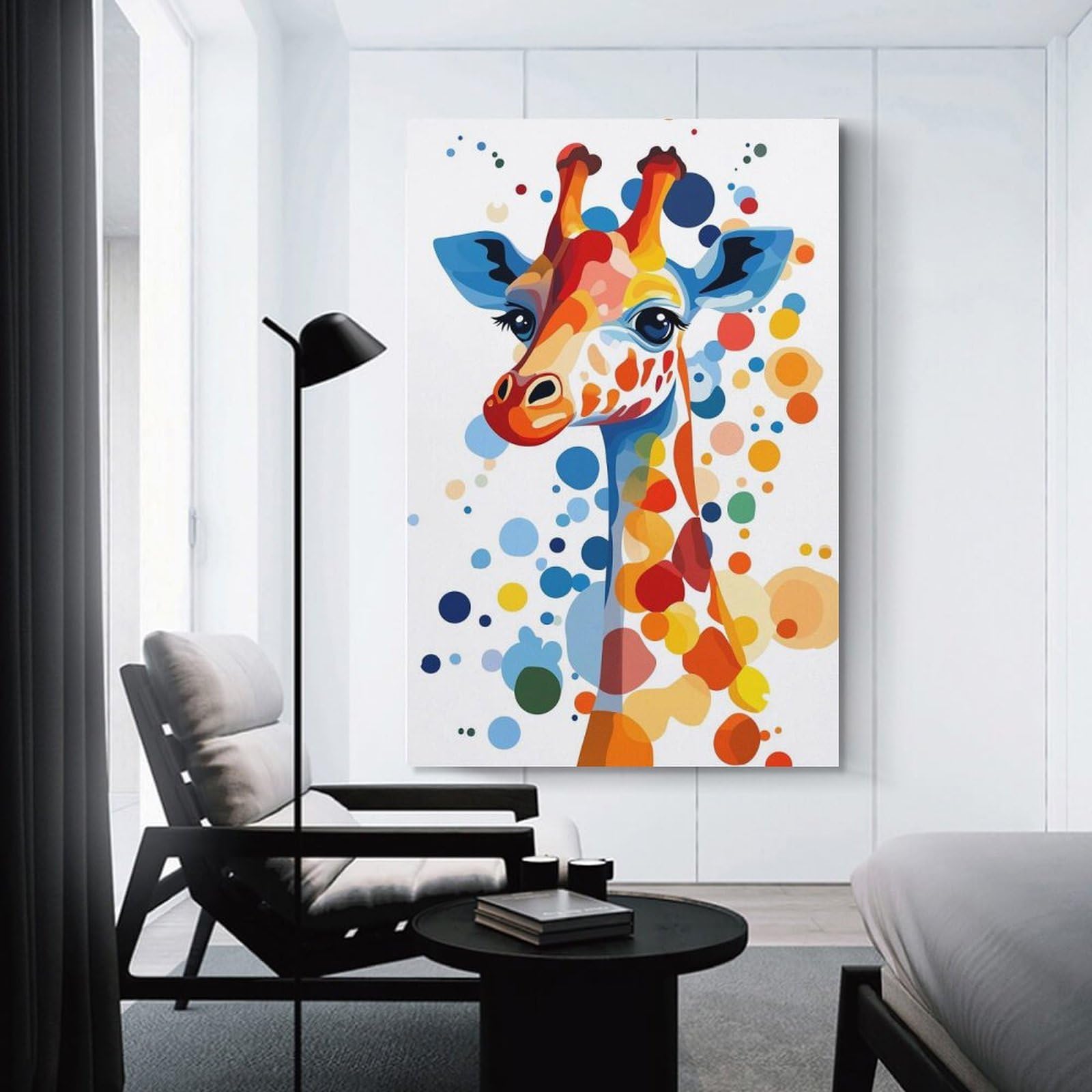 Junmoney Colorful Giraffe Portrait(9) Home Decor Wall Art, 16x24inch(40x60cm), for Lounge, Bedroom Or Personal Spaces, Gift Idea for Housewarming And Birthdays