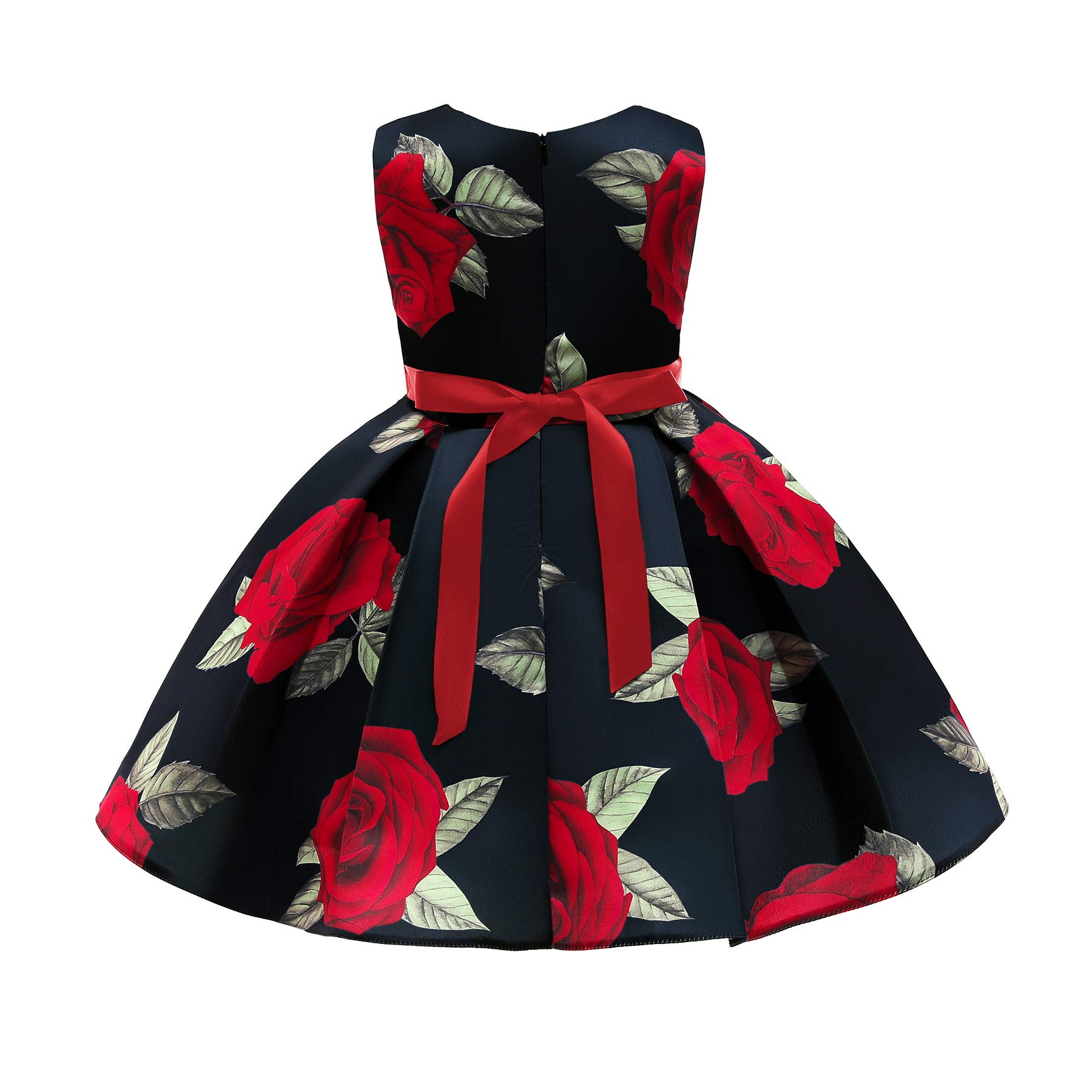 Dziewczęca sukienka retro z nadrukiem kwiatowym, sukienka dziecięca, sukienka imprezowa, elegancka sukienka