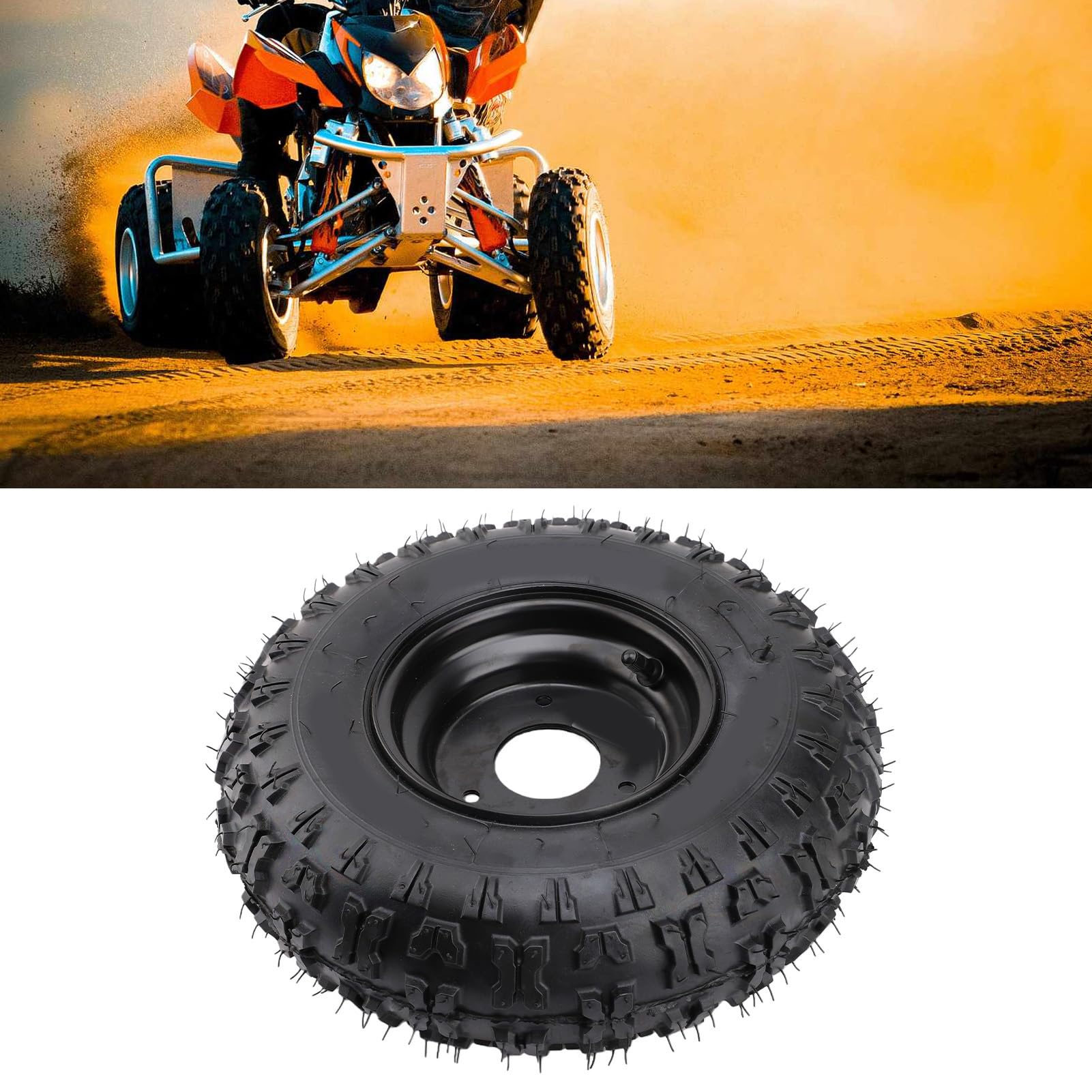 Tbest 13x5-6 Pneumatico per Tosaerba Pneumatico per Tosaerba per Trattore da Giardino 4 Strati Tubeless 3 Stud 6 Pollici Cerchio Nero off Road Trazione per ATV Quad Go Kart