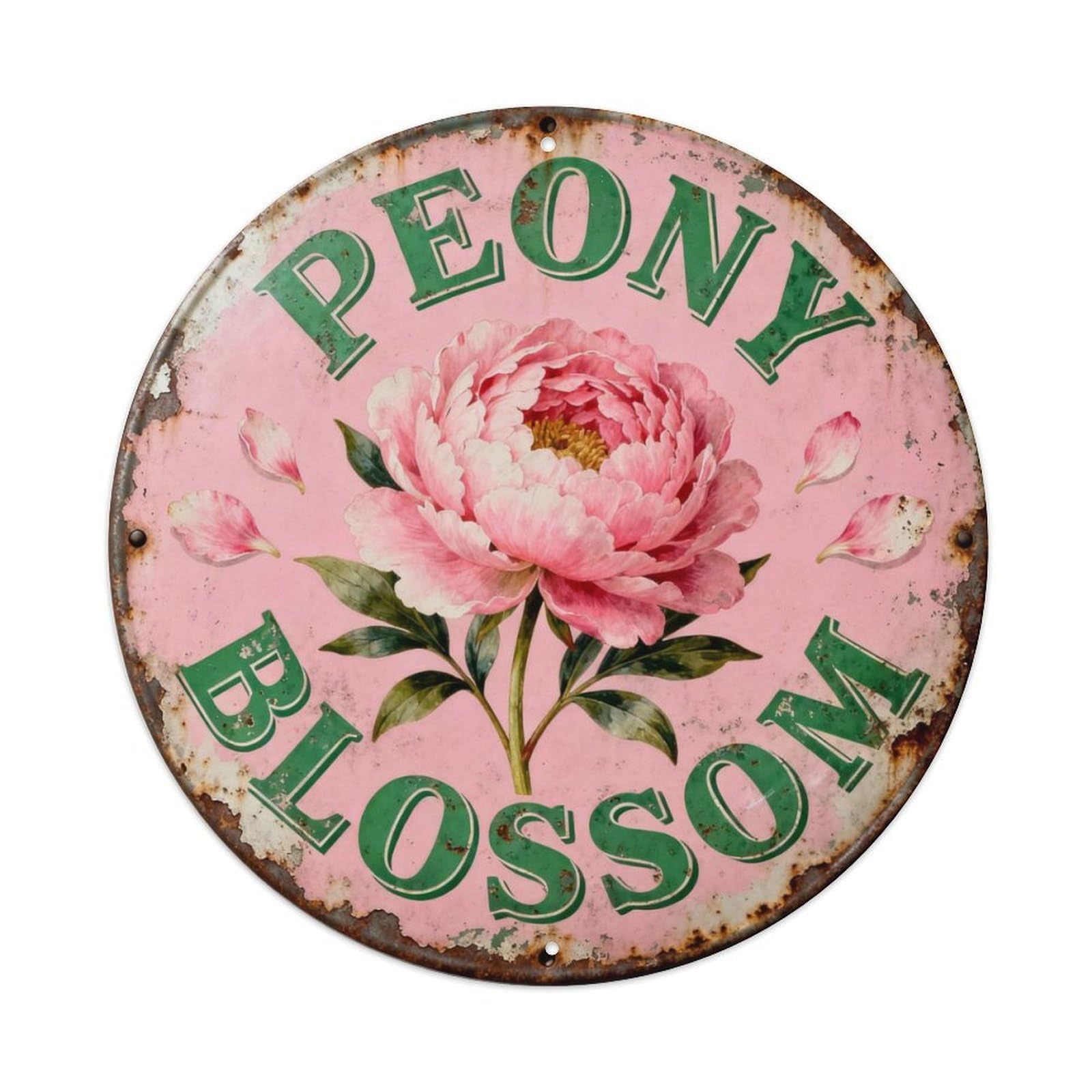 Peony Blossom Metal Tin Sign Plaque