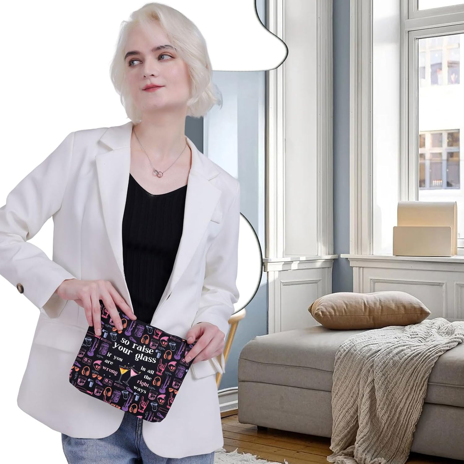 Singer Album Singer Merch Gift Singer Fans Gift Song Lyrics Inspired Zipper Pouch Makeup Bag (Raise your glass) - Image 5