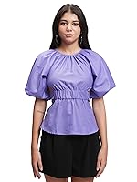 Tokyo Talkies Women’s Kimono Sleeve Cinched Waist Top | Back Cut-Out | Elegant & Trendy | Perfect for Casual & Semi-Formal Outings | Tops for Woman | Women Tops | Stylish Top