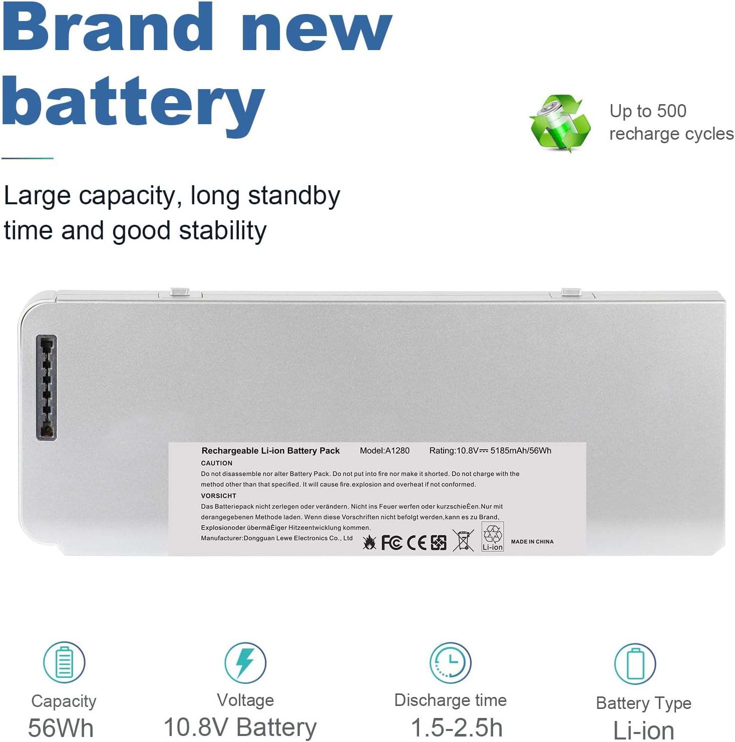 TREE.NB 56Wh A1280 Laptop Battery for Apple A1280 A1278 (2008 Version) MacBook 13-Inch Series, Compabiel for MB771G/A MB467LL/A MB466LL/A