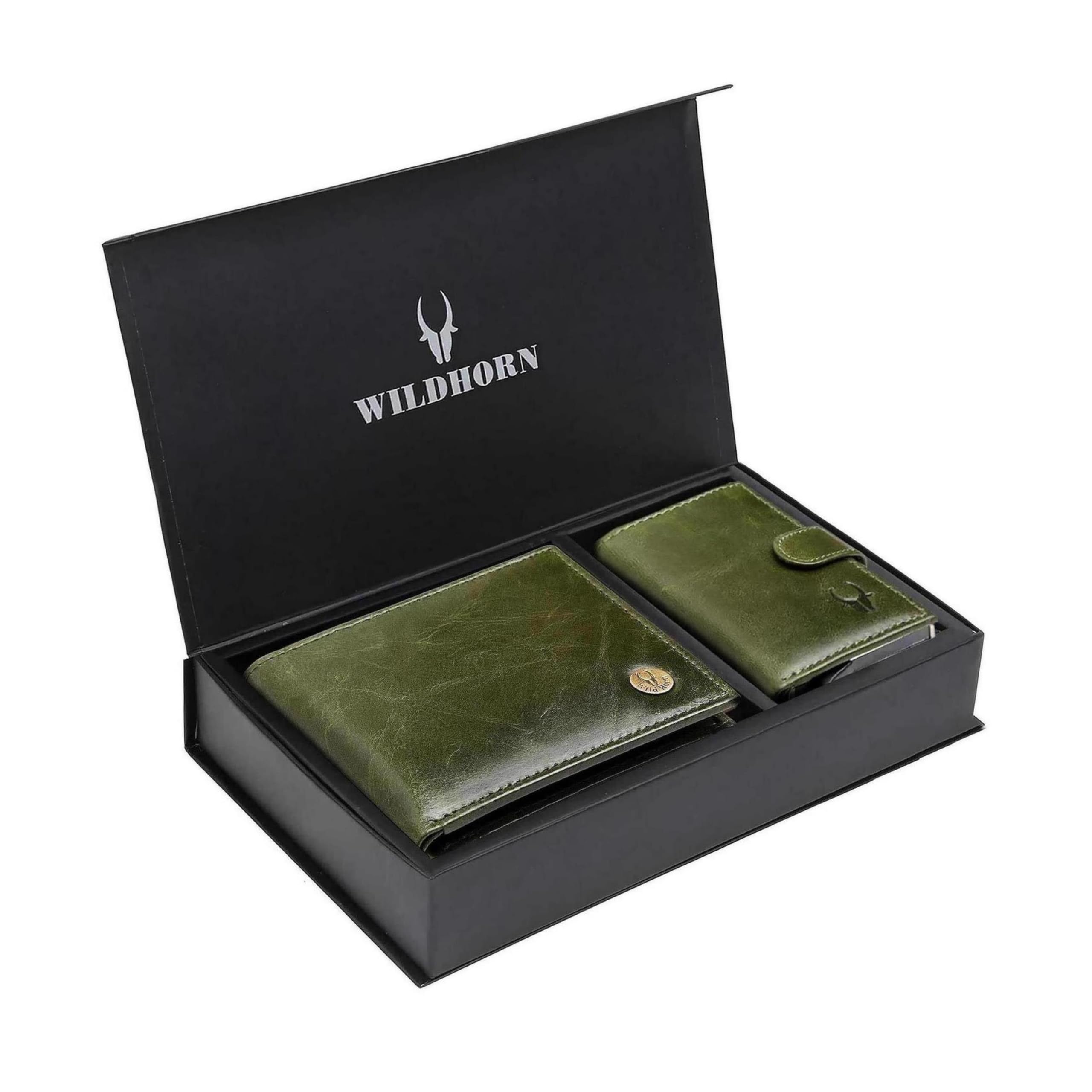 WildHorn Green Leather Men's Wallet and Card Holder (RAKHIGIFT1173)