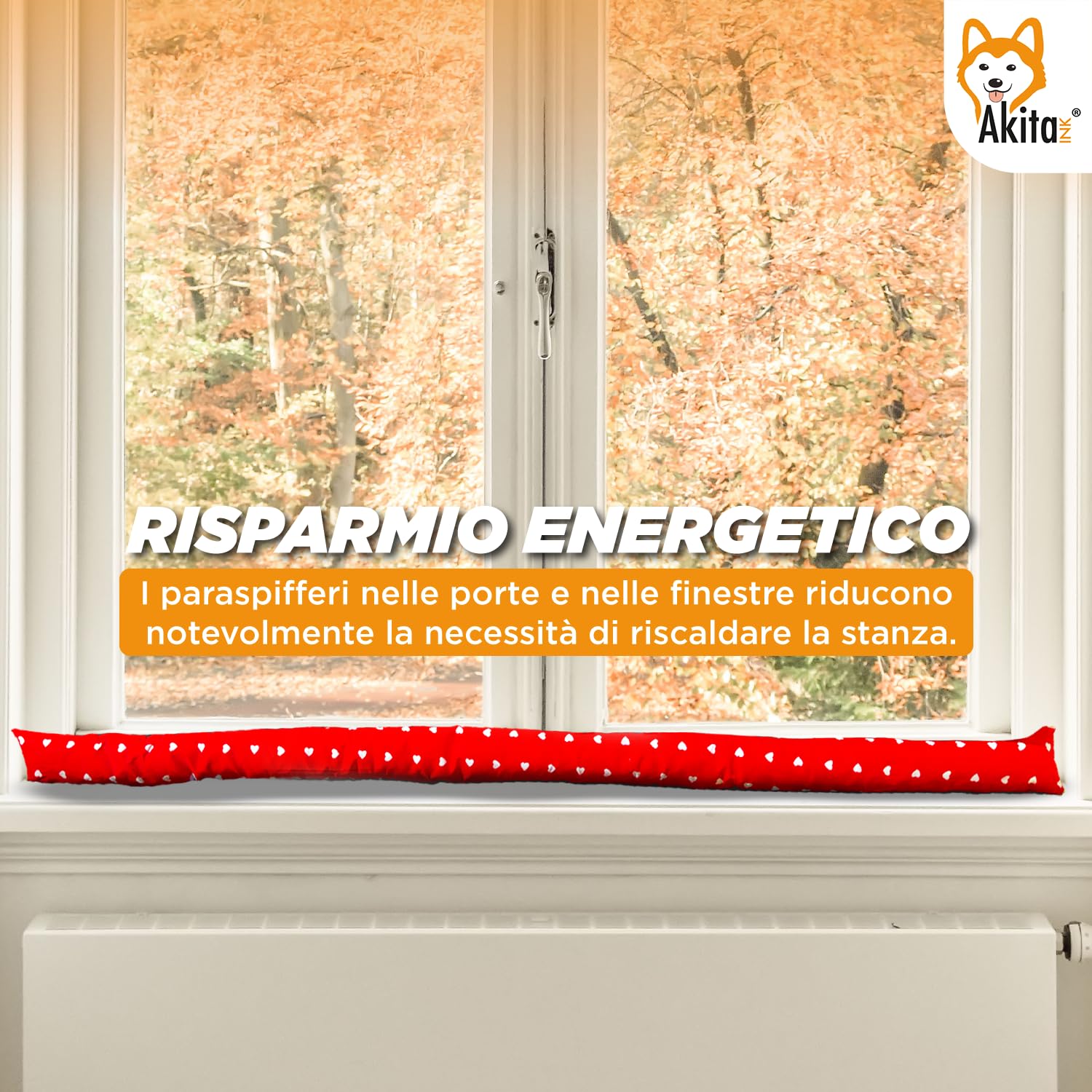Akitaink Set 6 Paraspifferi in cotone, paraspifferi sottoporta, Parafreddo Imbottiti per Porte e Finestre, 120 cm, Made in Italy - Risparmio Energetico e Protezione Completa