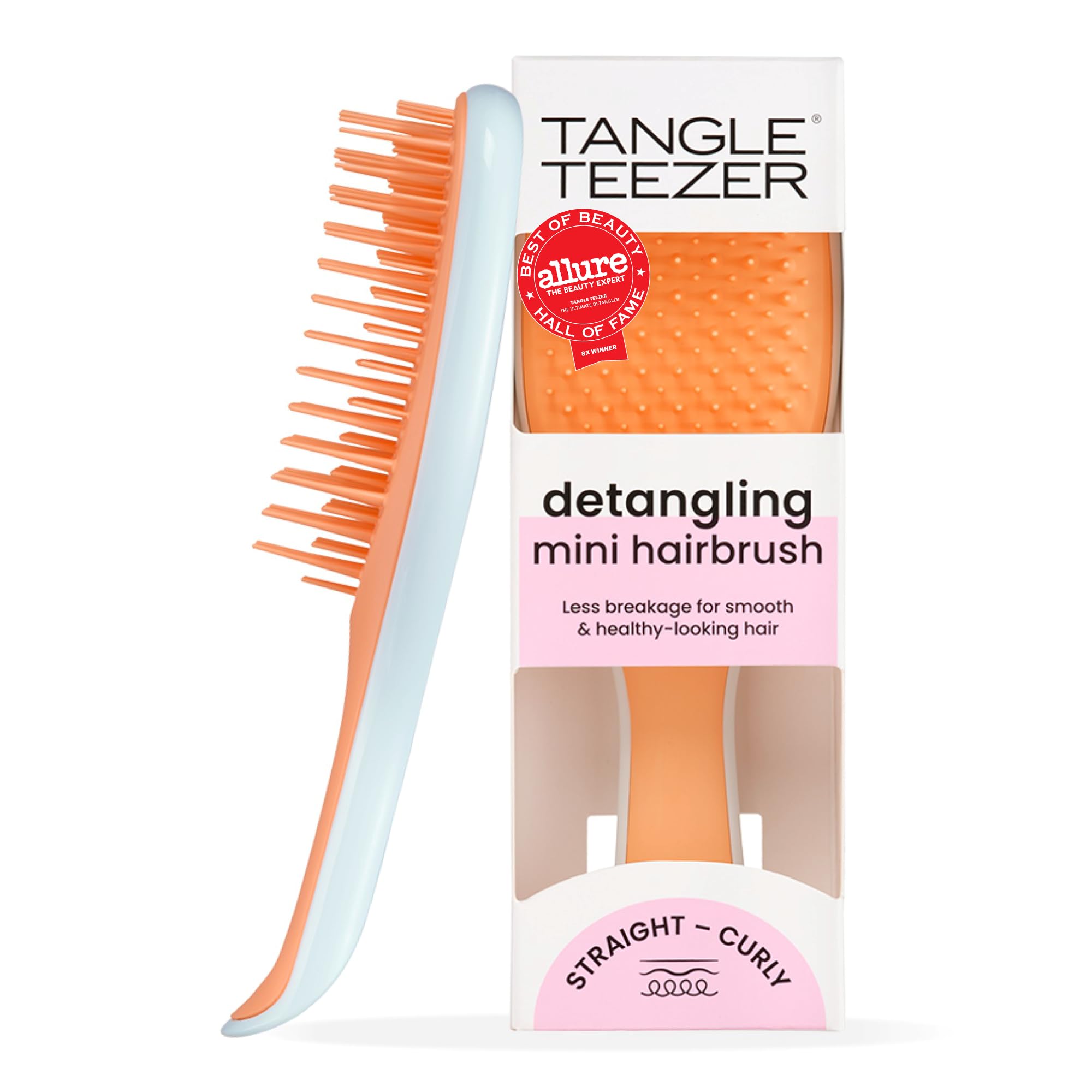 Tangle Teezer Ultimate Detangler Brush, Eliminates Knots & Reduces Breakage, Travel-Size Mini Hair Brush for Straight to Wavy Hair Types, Ice Blue &