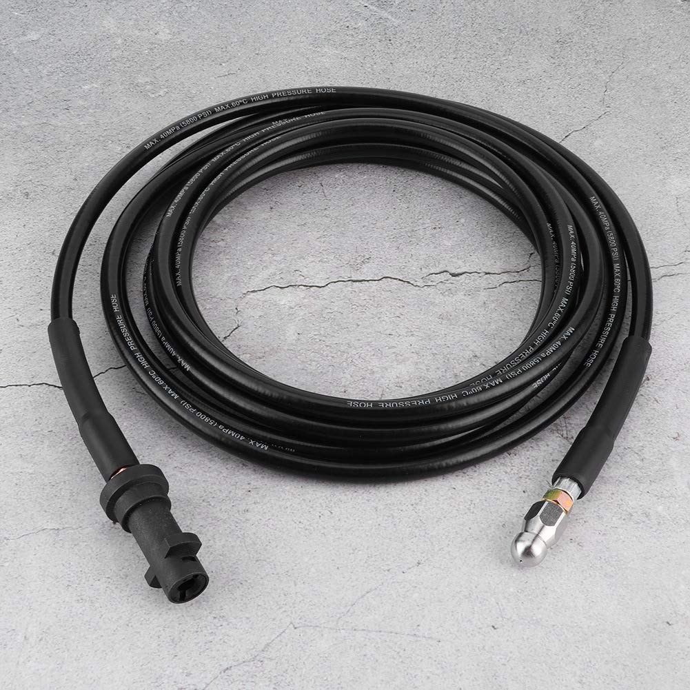 Tubo de Manguera de Agua para Limpieza de Drenaje de alcantarillado de Caucho Negro de 6 m/19,69 pies, 40 MPa, 5800 PSI, Temperatura máxima de 140 F, 60 C, Ajuste para lavadoras (15m)