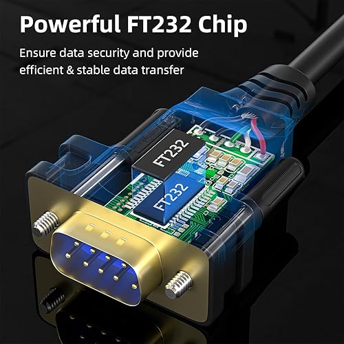 Miniatura 9 de USB a RS232, adaptador serie USB con chipset FTDI, cable USB 2.0 a macho DB9 serie para Windows 11,10, 8, 7, Vista, XP, 2000, Linux y Mac OS (6