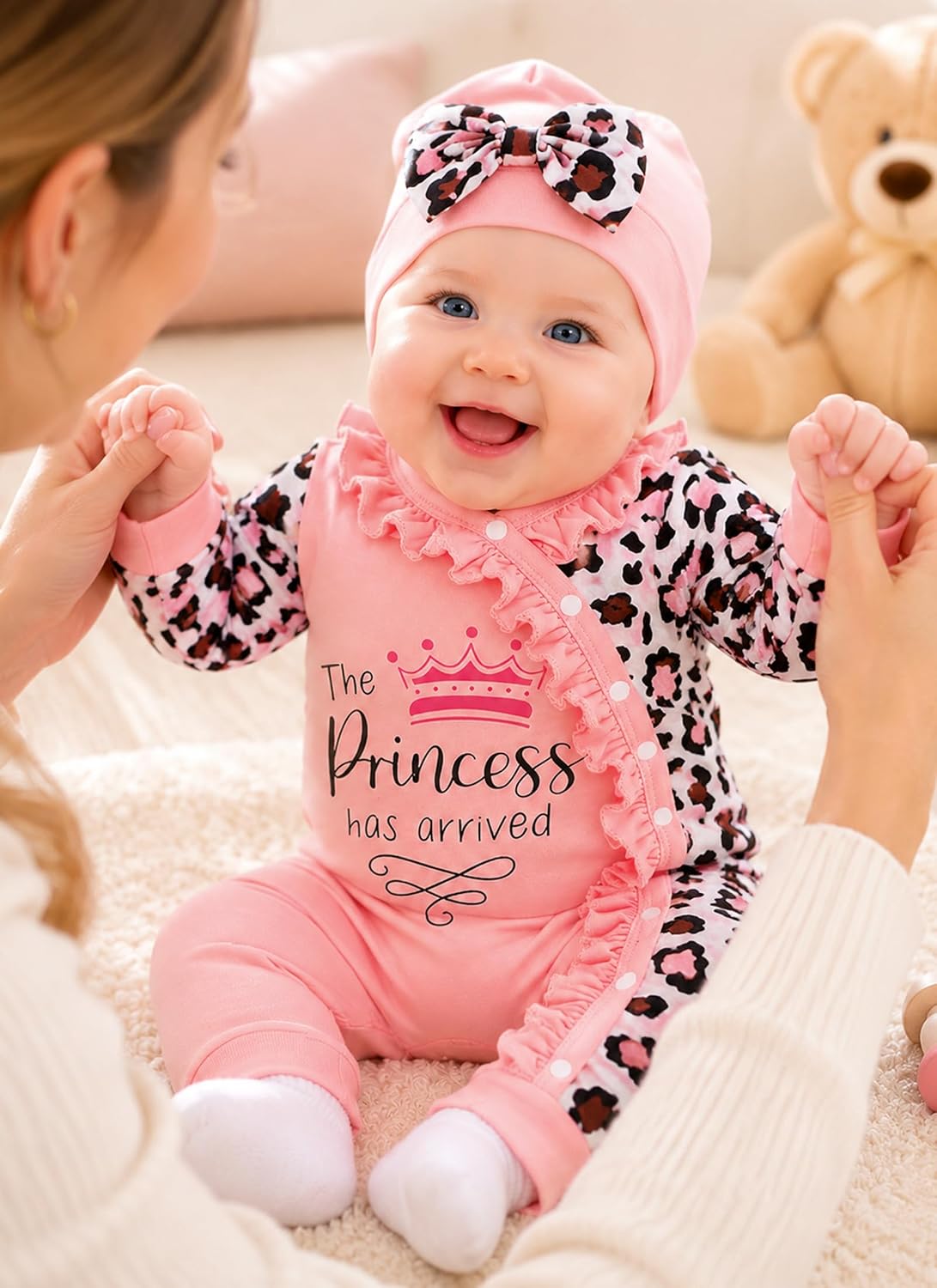 Doresbebe Newborn Baby Girl Clothes Infant Floral Print One-Piece Romper+Jumpsuit+Bodysuit+Hat+Headband image 3