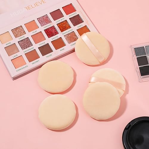 Miniatura 4 de 10 piezas de polvo para polvo facial, 2.36 pulgadas de maquillaje para base de polvo, terciopelo en polvo, aplicador de polvo de algodón puro,