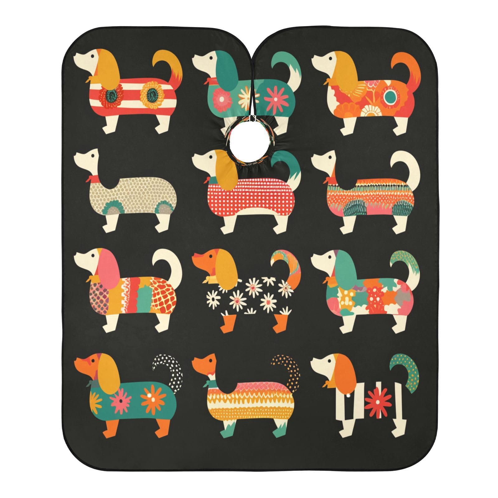 Kigai Cute Dogs Hair Cutting Cape for Men & Women Waterproof Barber Cape Professional Hairdressing Salon Styling Apron with Adjustable Closure Snap