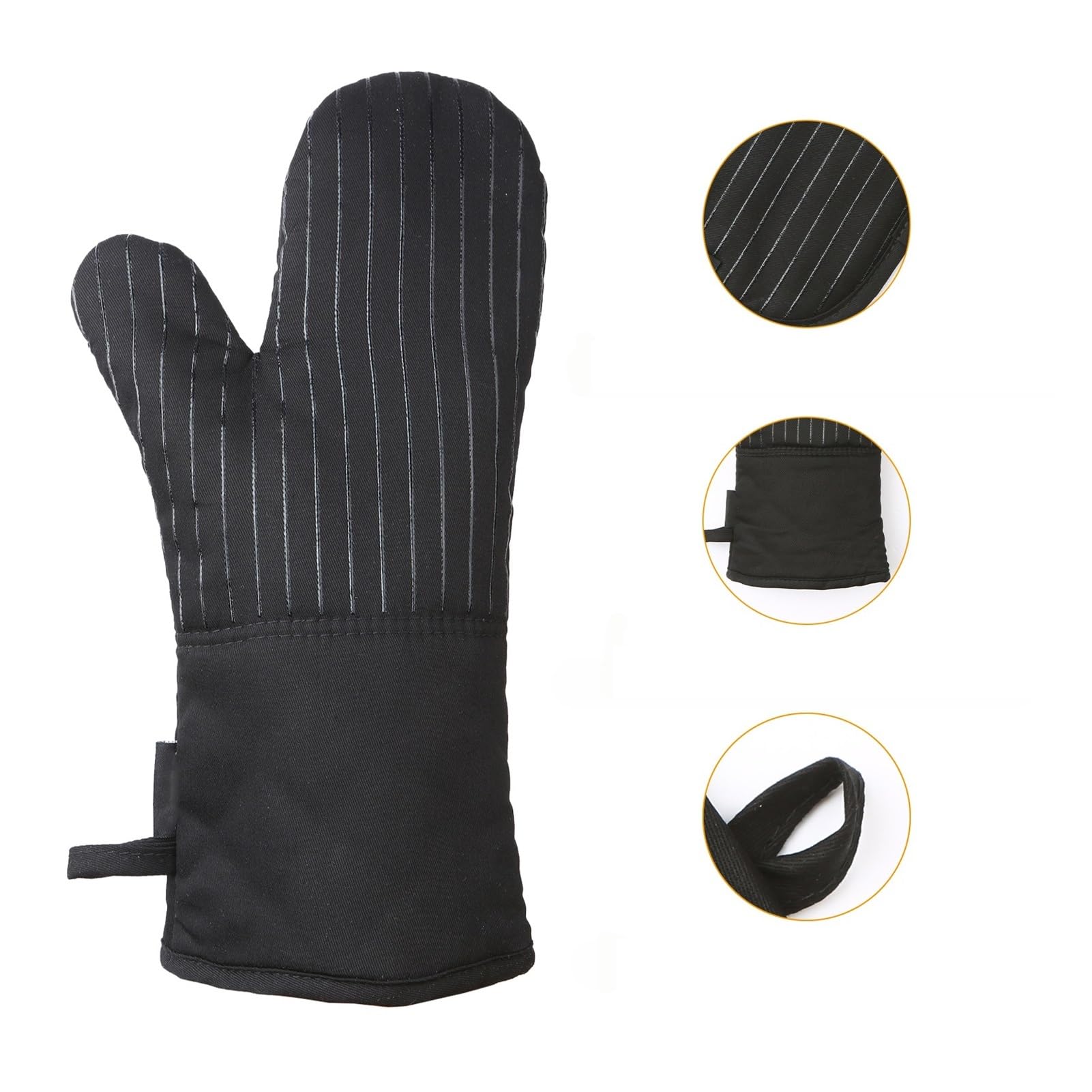Ofenhandschuh-Set, 1 Paar Handschuhe und 2 Topflappen, Baumwolle Silikon | Hitzebeständige, rutschfeste Handschuhe und Topflappen für Küche, BBQ, Backen