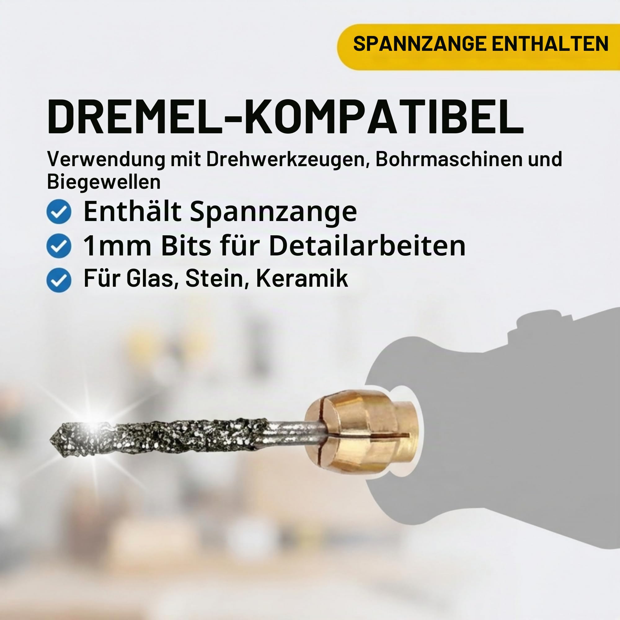 Drilax 1mm Diamantbohrer Set – Diamantbeschichtete Mikro Bohrer für Schmuck, Glas, Muscheln, Edelsteine & Meerglas – 20 Stück Feinbohrer Kit