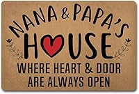 Vista 1 de Divertidos tapetes de bienvenida para puerta delantera, entrada interior, casa de mamá y casa de papá, donde el corazón y la puerta están siempre
