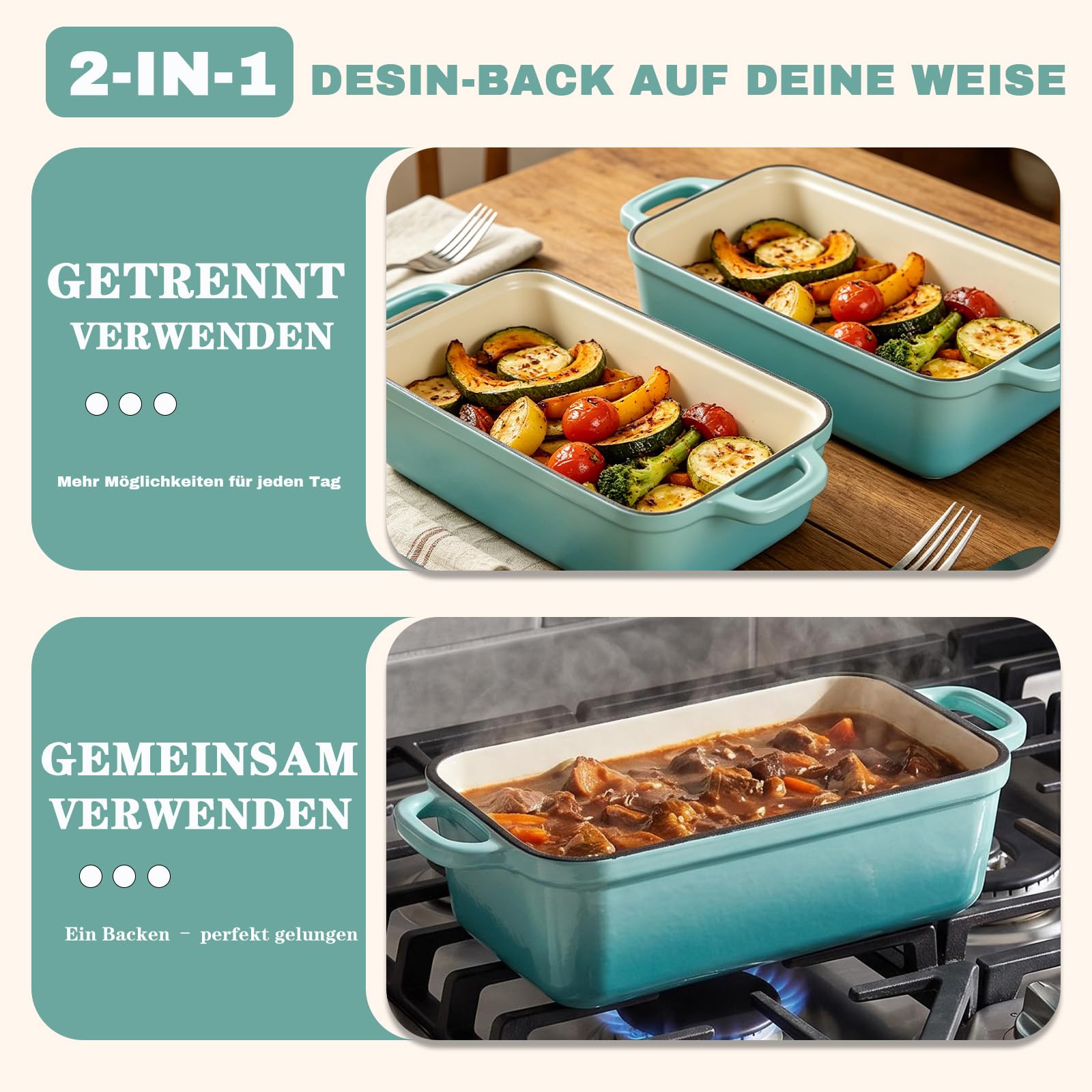 5.68 L Gusseisen Brotbackform,Brotbacktopf mit Deckel,Gusseisen Topf Brot Backen,Brotformen zum Backen,Emaille Brotbackformen für Sauerteig,Robuste Brotbackformen zum Brotbacken im Ofen(Seeblau)