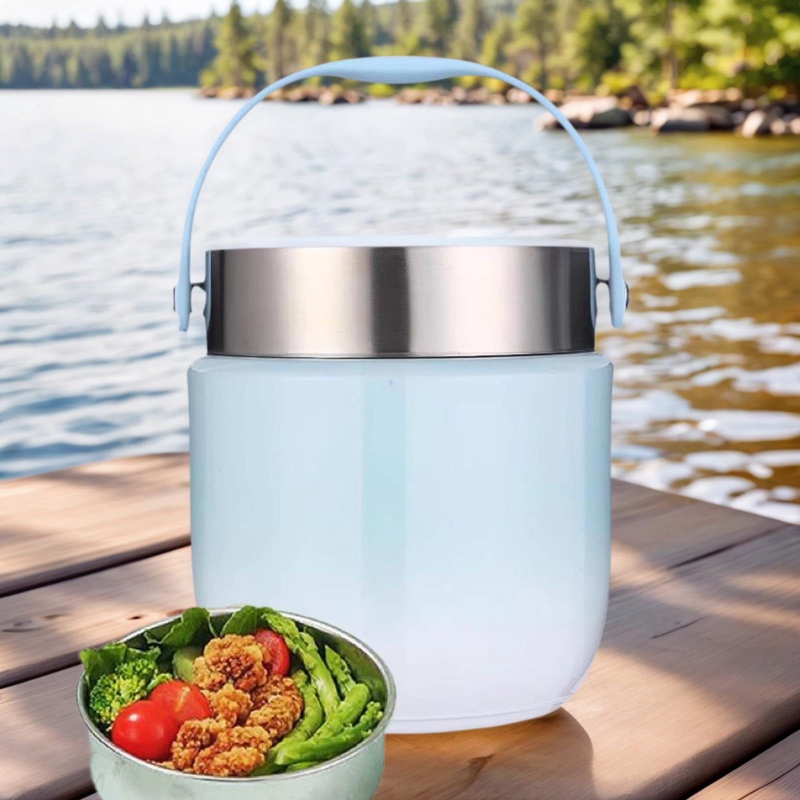 Generisch Recipiente aislado para alimentos, 500 ml, de almacenamiento para almuerzos de trabajo | Recipiente aislante portátil a prueba de fugas para viajes, deportes, camping, pesca, barbacoas