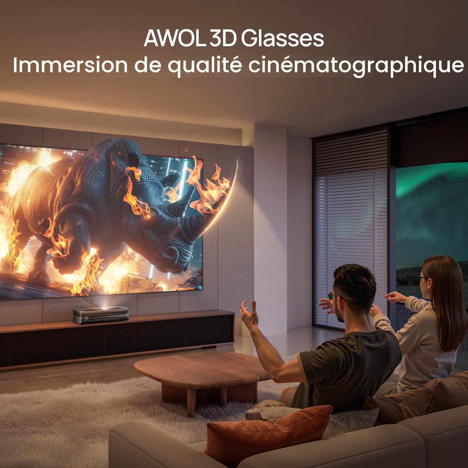 AWOL VISION Lunettes 3D DLP Link 3D, Lunettes Rechargeables à obturateur Actif compatibles LTV-2500, LTV-3500, Vanish TV et Autres Videoprojecteur DLP-Link 3D (2 Pack) (2)