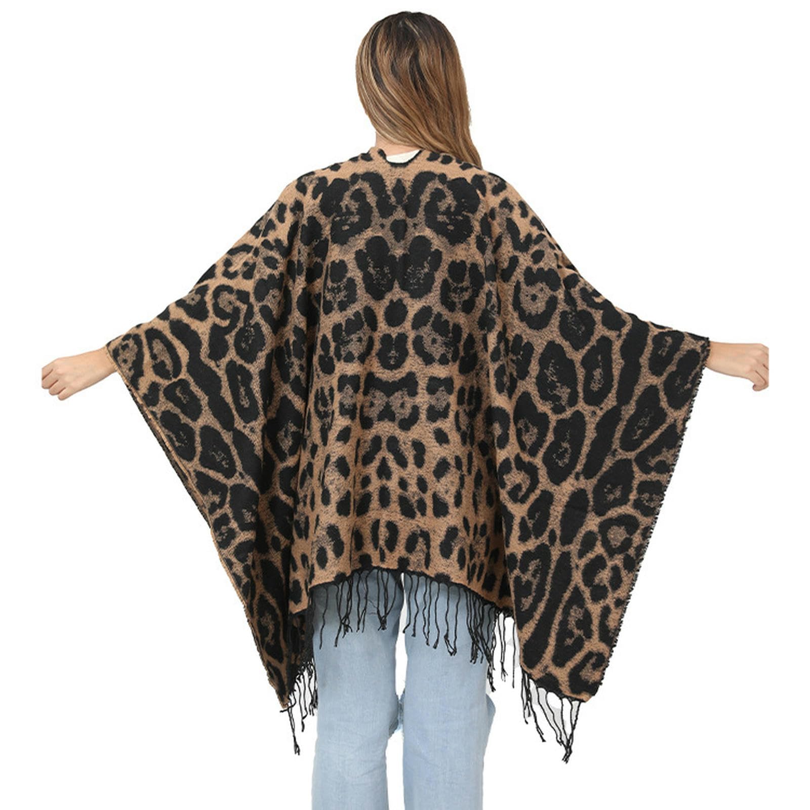 Sciarpa Donna Sciarpa Scialle Lavorata A Maglia con Stampa Leopardata retrò Autunno E Inverno Calda Sciarpa da Mantello Fantasia-Nero E Grigio-130 * 150 Cm