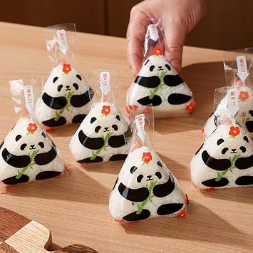 Dianzan Triangle Onigiri Wrappers 100pcs Cartoon Panda Rice Ball Packing Bag Sushi Food Wrapper Disposable Containers for Japanese Cuisine