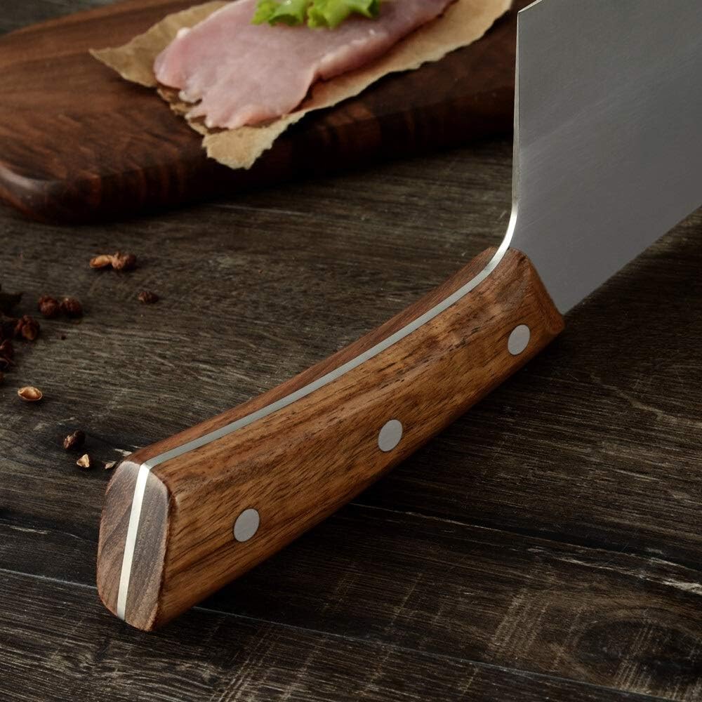 Meat Cleaver, 7.5 inch Gyuto Kitchen Knife Serbian Chef Full Tang Knife Slicer Santoku Cleaver Cutter Hunting Slicing Filleting Steak Knife