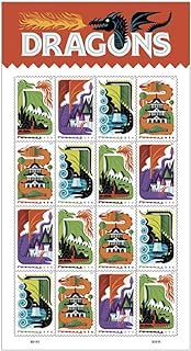 Dragons - 2018 USPS Forever First Class Postage Stamp (Sheet of 16) Scott 5310