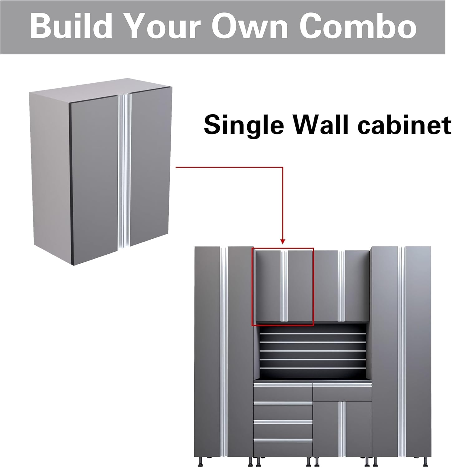Premium Garage Modular Storage Wall Cabinet, Soft-Close Door, Integrated Handles, Heavy Duty Plywood Box Construction, Tool and Equipment Organizer (24" W x 30" H)