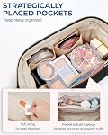 BAGSMART Sac de maquillage sac cosmétique de voyage, Puffy matelassé Sacs de maquillage pour femmes Grande capacité cas organisateur de maquillage, large ouvert Pouch Purse Travel Essentiels Accessoires de toilette Brosses,Noir