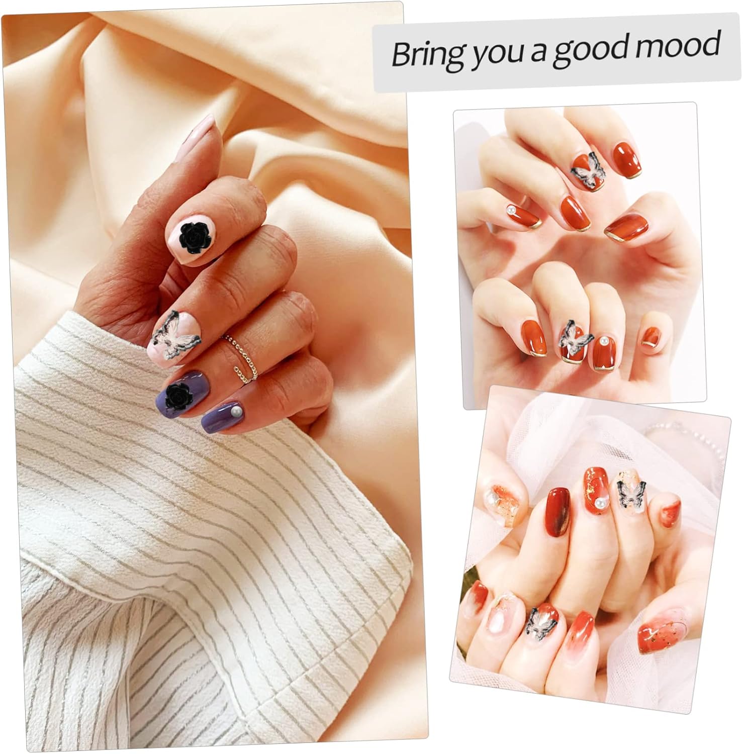 Black Camellia Flower Nail Charms Nail Jewels and Pearls for for Crafting and Decorations
