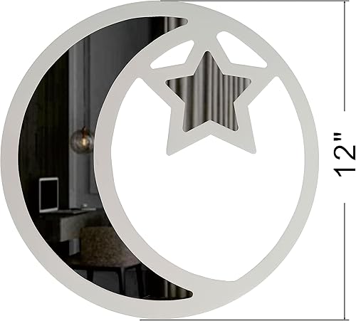 Miniatura 2 de Espejo de fase lunar y sol, decoración natural escandinava, espejo decorativo de pared, decoración del hogar, espejo de luna de cristal real bohemio