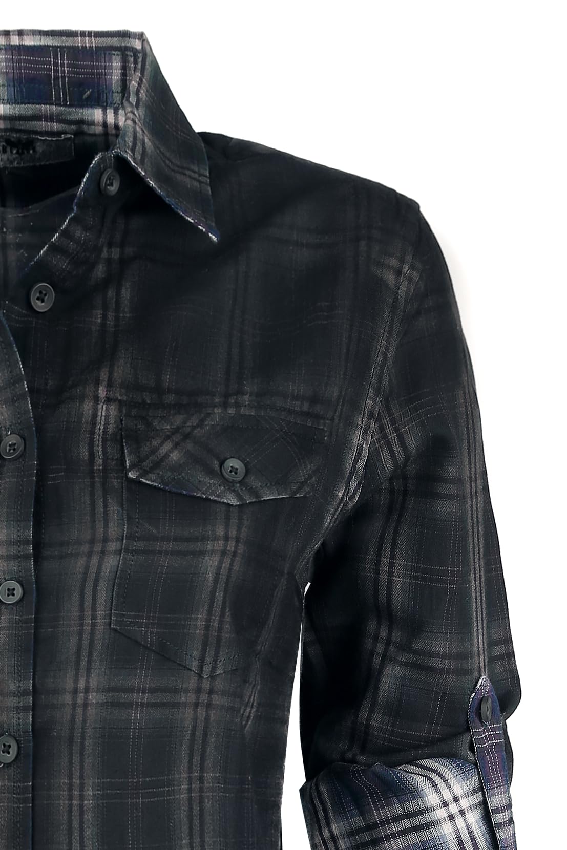 Black Premium by EMP Damen blau-graues Kariertes Hemd