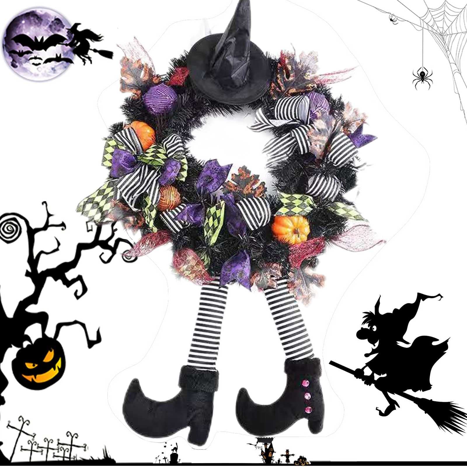 Amazon.co.jp: 玄関リース ハロウィン リース 飾り 魔女 花輪 秋