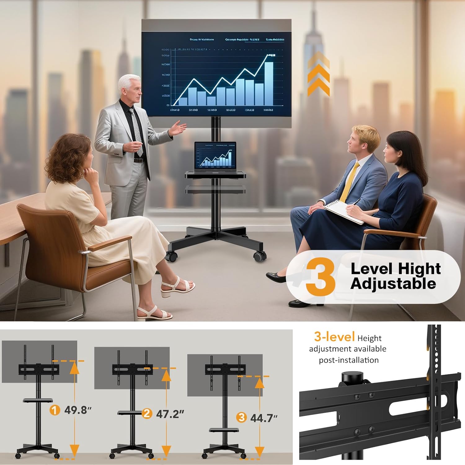 Hemudu Mobile TV Stand with Shelf