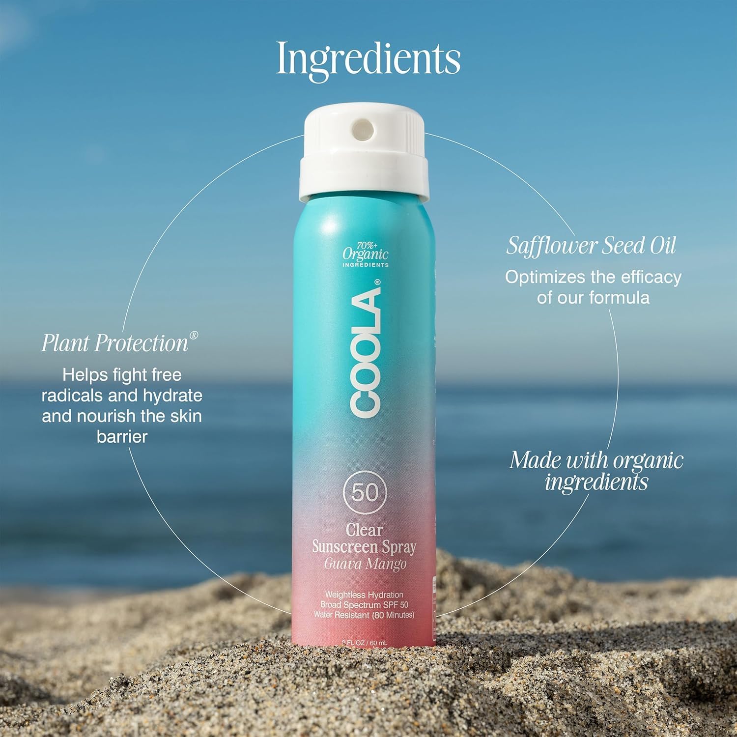 COOLA Organic Sunscreen SPF 30 & 50 Spray Kit, Travel Size, 3 Pack