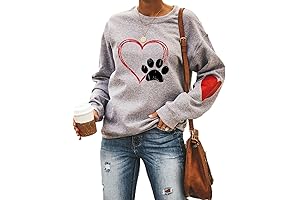 Women's Love Heart Dog Paw Print Sweatshirts