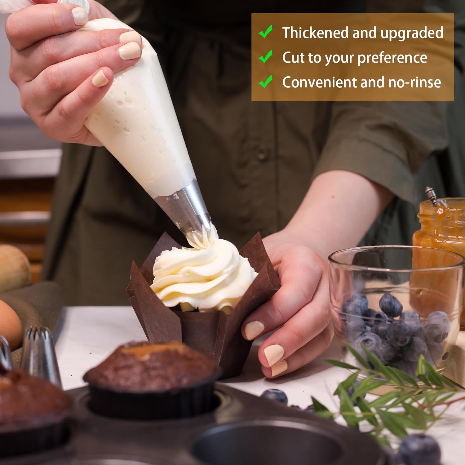 特大絞り袋200枚 24インチ 使い捨てアイシングバッグ クリアアンチバーストペストリーバッグ 厚手 滑り止め アイシング絞り袋 フ