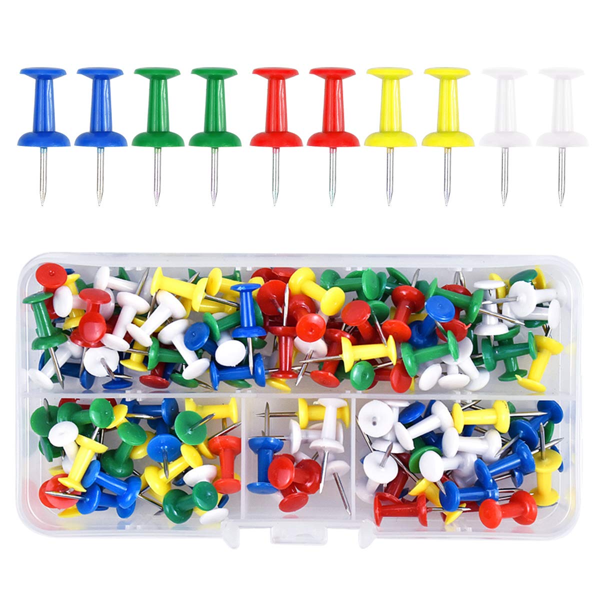 175 Bunte Pinnnadeln Mit Kunststoffköpfen – In Wanne, 2,5 Cm Lang, 5 Farben, Für Pinnwand & Basteln