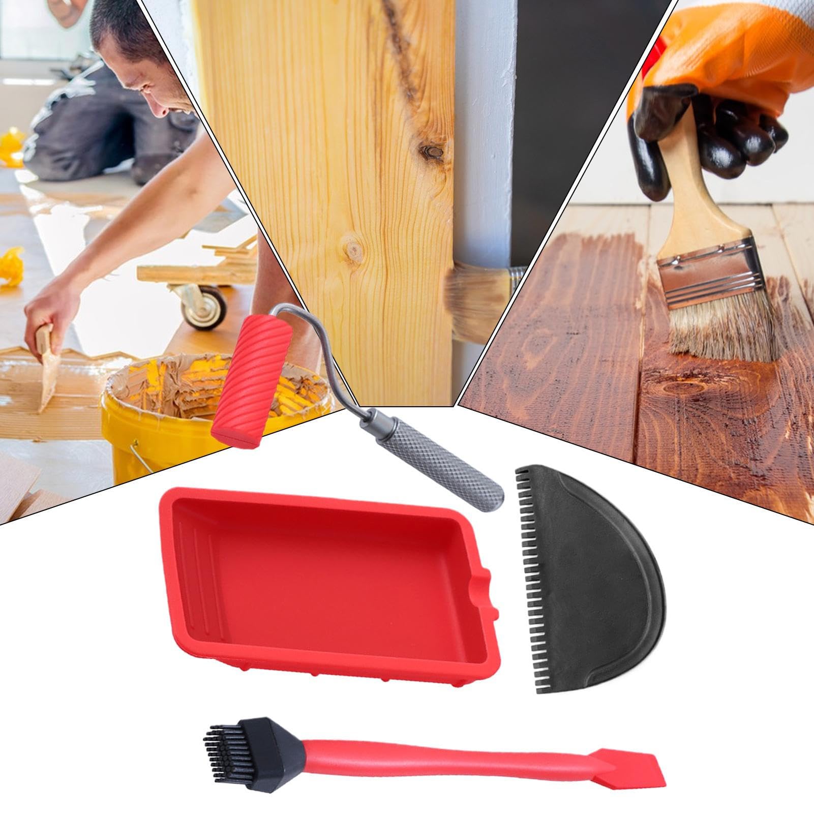 Leim-Applikator für die Holzbearbeitung – Rolle mit Leimschale, wiederverwendbares tragbares Werkzeug, Pinsel und Spachtel enthalten | für Möbelhandwerk, Hobby, Zimmermöbel
