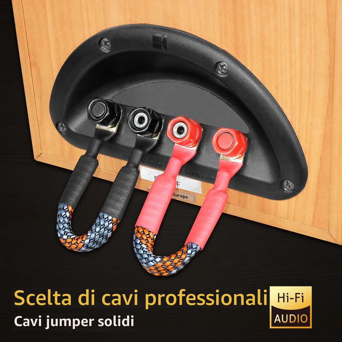 UCINNOVATE Set di 4 cavi di avviamento HiFi OFC da 15,2 cm, ponte di cavo per altoparlanti bi-wire con placche di collegamento placcate in oro, audiofilo flessibile 11 AWG