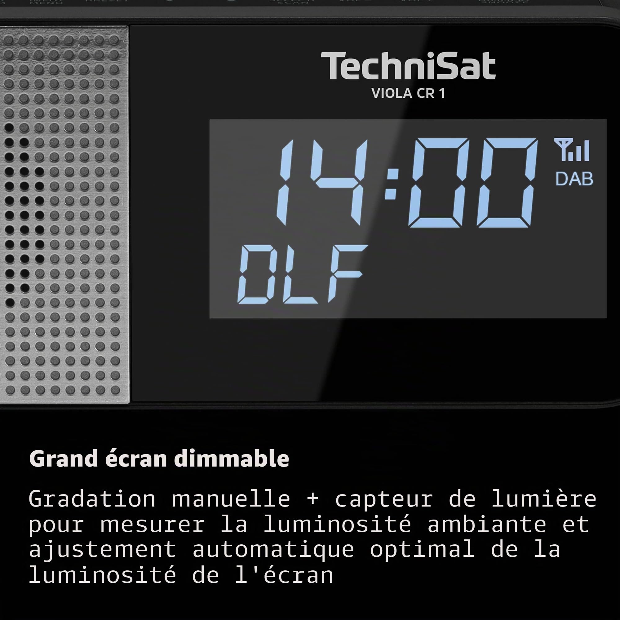 TechniSat Viola CR 1 - Dab+ Radio-réveil avec Chargement sans Fil | Dab, FM, Deux alarmes, Snooze, Mise en Veille, Fonction de Charge USB, Prise Casque, 3,3 W, écran 3,5", Bloc d'alimentation