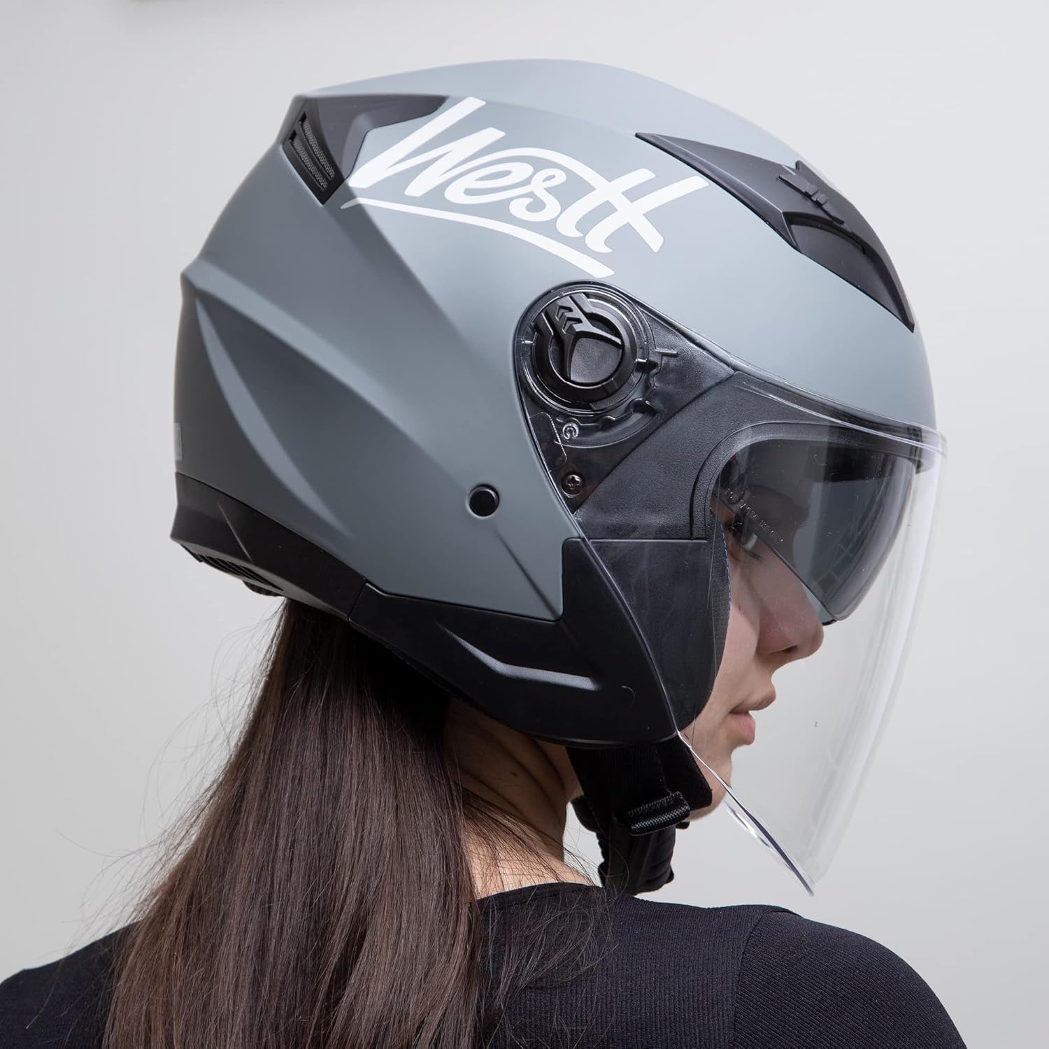 Westt casco moto casco jet doppia visiera omologato ECE 22.06 casco scooter caschi scooter per donna e uomo nero grigio bianco