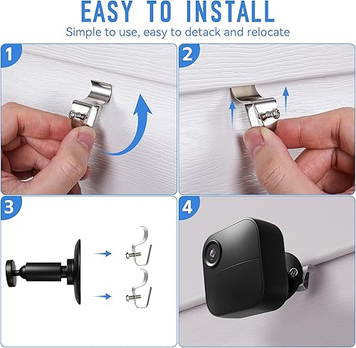 Miniatura 5 de Paquete de 20 ganchos de clips de revestimiento de vinilo, sin necesidad de agujeros, tornillos laterales para montaje en cámara de seguridad para