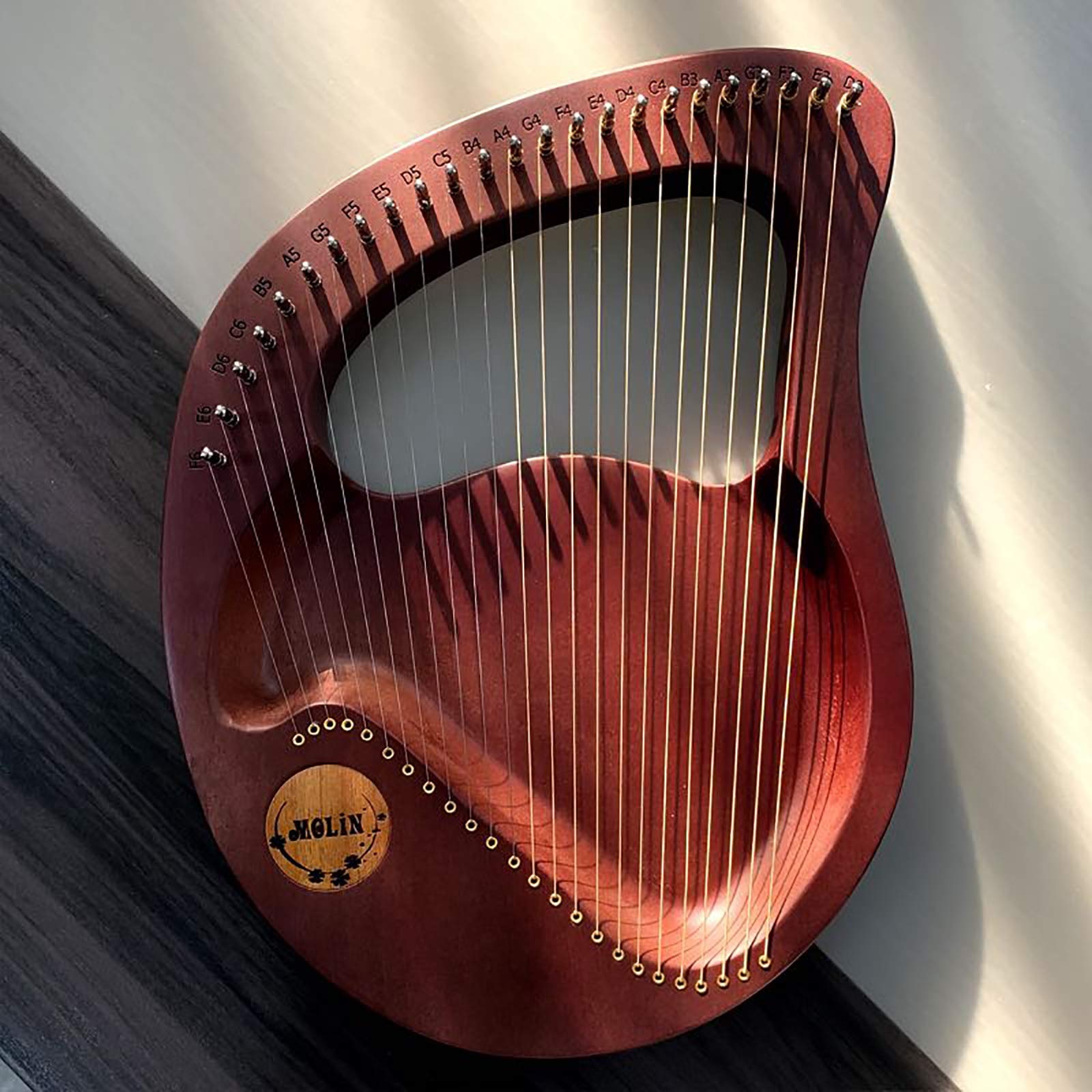 Arpa lira 21/24 corde, strumento corde in legno massello mogano, con custodia per il trasporto/chiave accordatura/corda ricambio/manuale istruzioni in inglese, per amanti della musica, principianti
