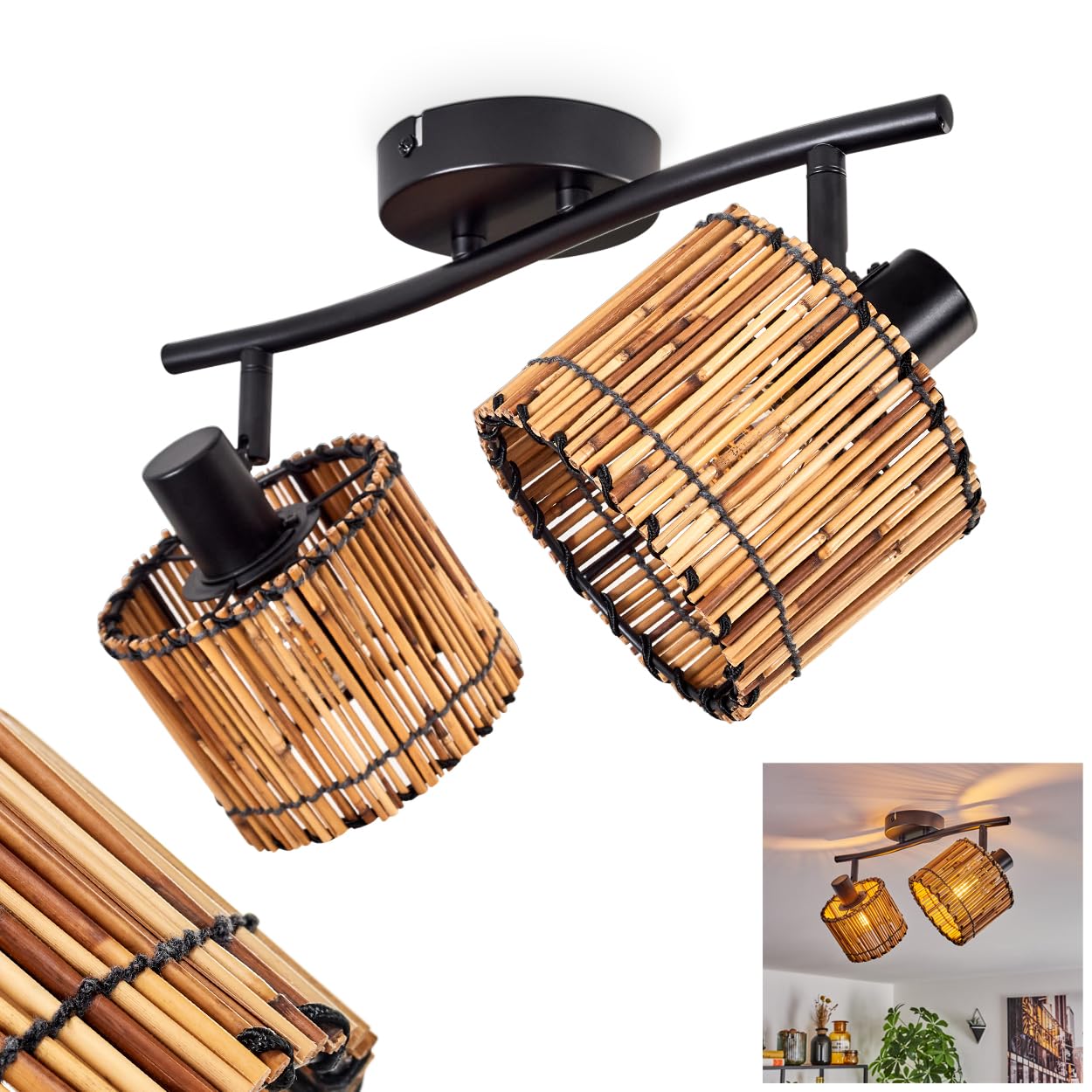 HOFSTEIN Deckenleuchte Cando 40cm - Boho Design Mit Bambus Schirm