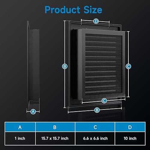 Miniatura 8 de Cubierta de ventilación de retorno de aire de 22.5 pulgadas de ancho x 22.5 pulgadas de alto, rejillas de ventilación de aleación de aluminio