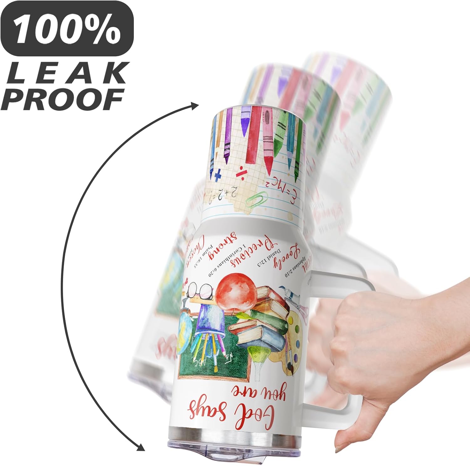 Teacher Tumbler 40 oz Tumbler with Handle Travel Coffee Mug Cup Water Bottle Stainless Steel Insulated 40oz Tumblers with Lid and Straw Teachers Gifts for Women - Image 6