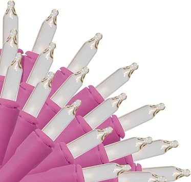 Brite Star 50 Lt Designer Series Mini Lights, Clear, Pink Wire