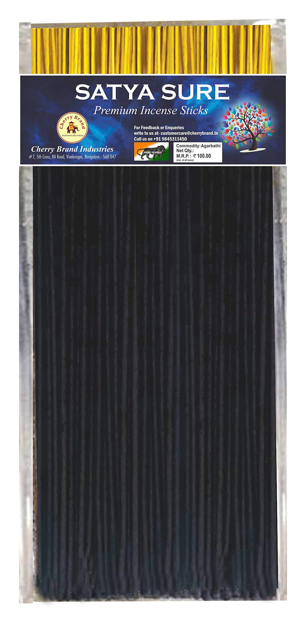 Cherry Brand Premium Satya Sure Incense Sticks, Black, 250g (Pack of 2)