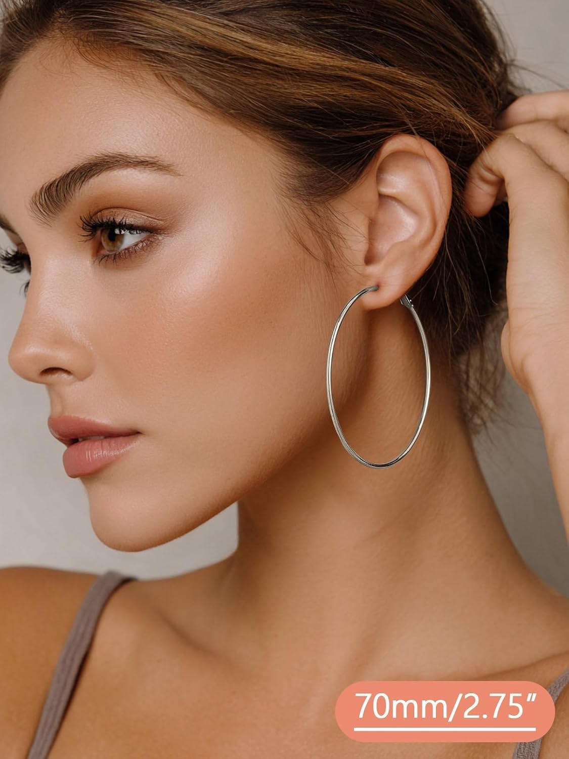 FaithHeart 2mm Thin Hoop Earrings for Women Hypoallergenic, Silver/Black/14K Gold Plated Stainless Steel Large Hoop Earrings for Women Lightweight Earring Trendy Jewelry, 20mm-100mm - Image 3