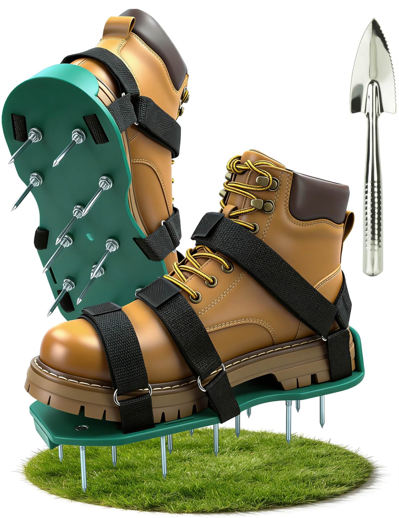 Lawn Aerator Shoes with Dual-Strap Design